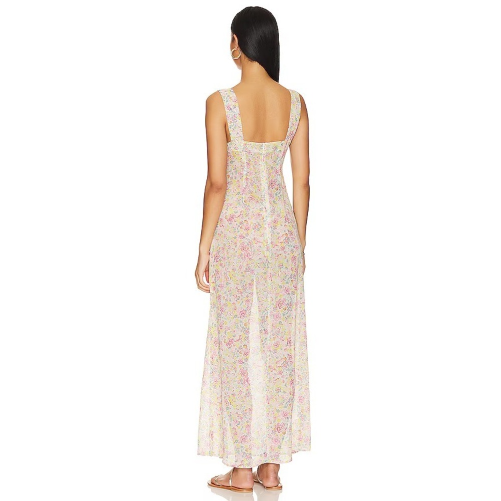 Beach Riot Kimi Cut-Out Slit V-Neck Dress in Forget Me Not Floral Lace Trim Smal - Picture 3 of 11